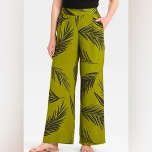 Olive Green Palm Print Pant